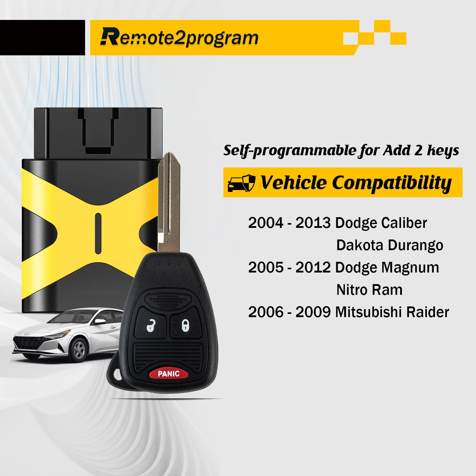 Car Key Fob Programmer for No Working Key and Uncut Blade Car Key Replacement for 2006-2009 Dodge RAM 1500 2500 3500 4000 with FCC: KOBDT04A