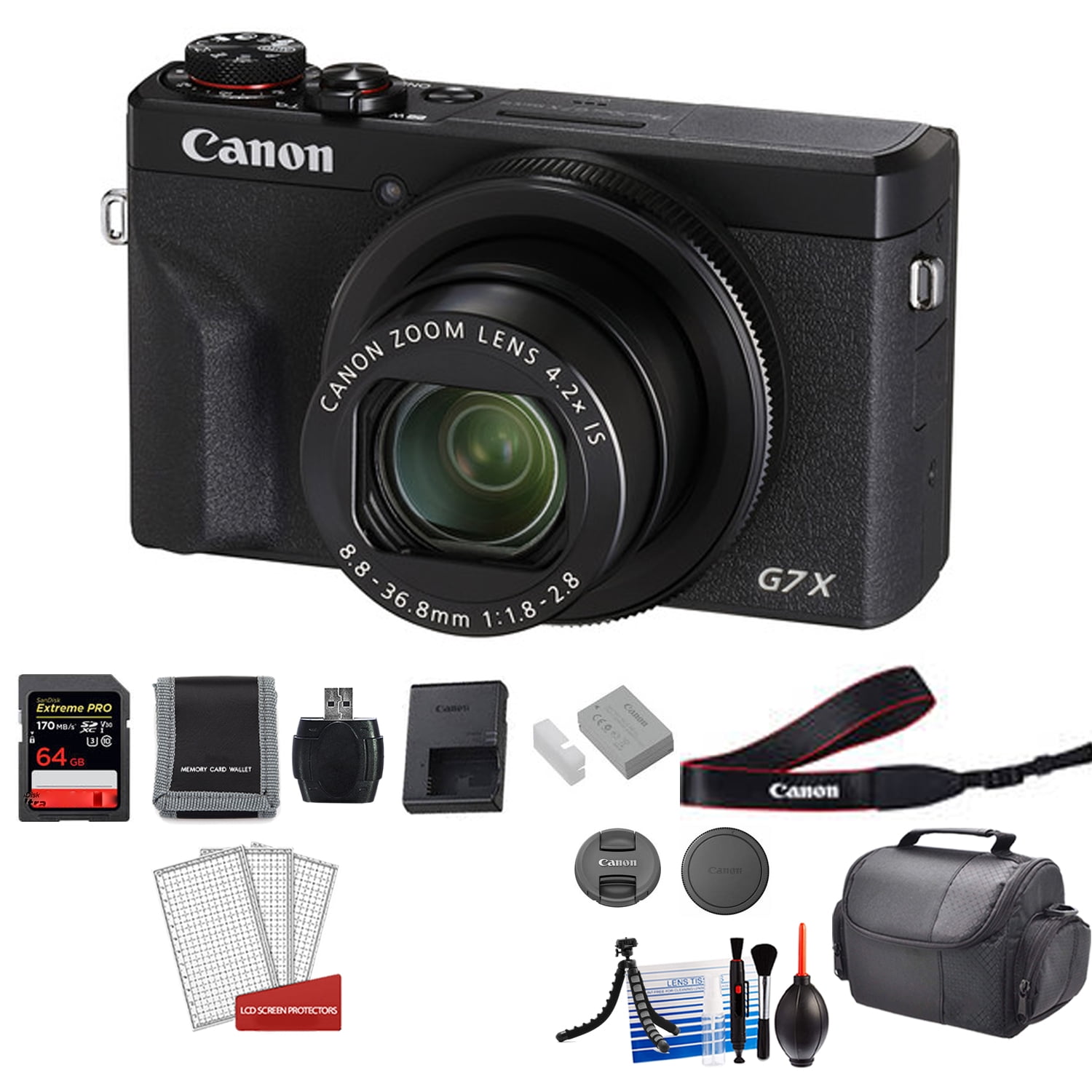 Canon PowerShot G7X Mark III Camera (Black) with 64GB Memory Card