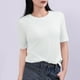 thumbnail image 3 of Tops de Manga Corta de Mujer Casual, Color Sólido Manga 1/2, Camiseta de Cuello Redondo, 3 of 5