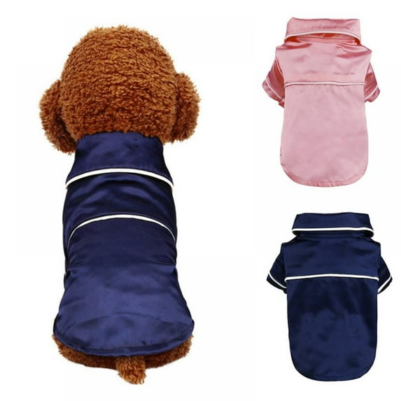 DABOOM Small Dogs Cats Pajamas Pet Soft Silk Lapel Two-Legged Sleepwear Shirt for All Season Puppy Clothes Pets Clothing