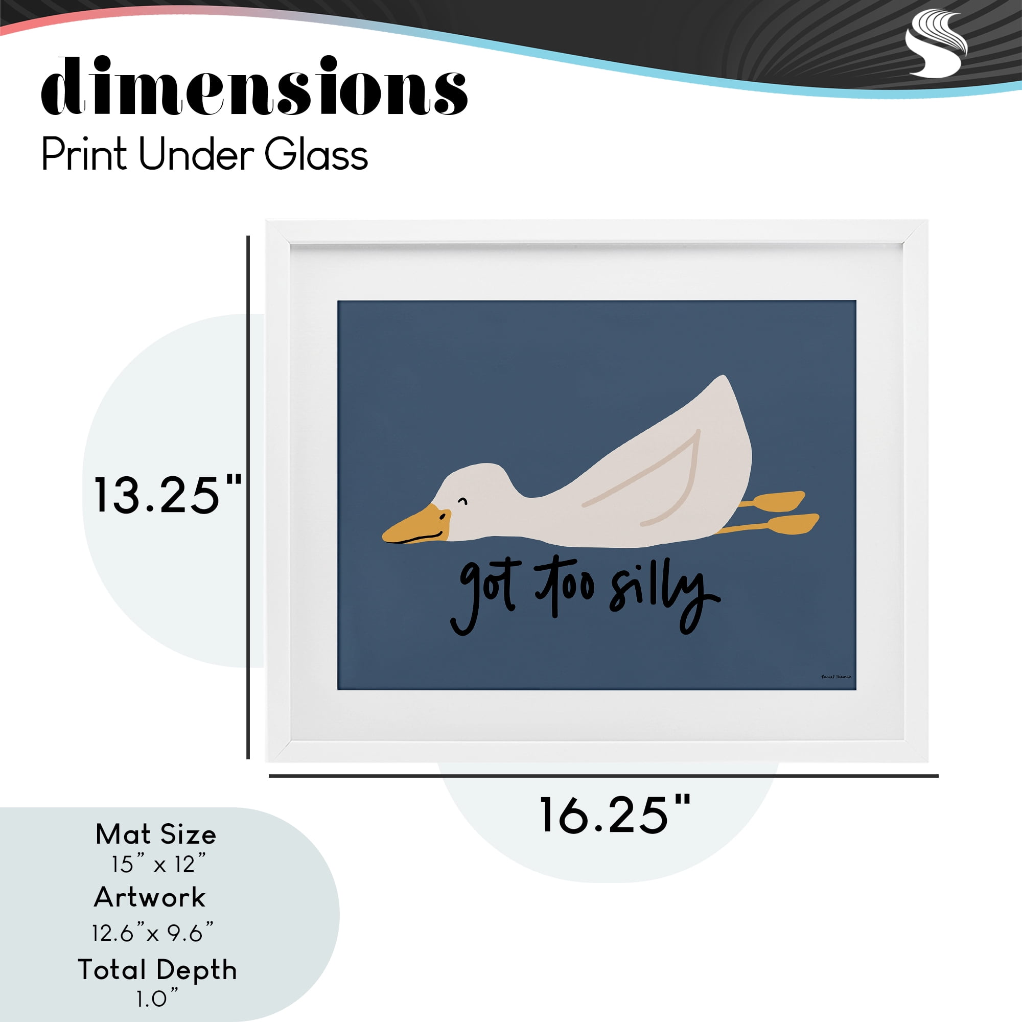 Stupell Industries Got Too Silly Duck White Framed Print Under Glass, design by Rachel Nieman