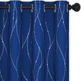 thumbnail image 2 of Deconovo Blackout Curtains, Energy Saving, 2 Panels, Royal Blue, 52W x 95L Inch, Noise Reducing, Thermal Insulated With Wave Line and Dots, 2 of 7