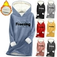 thumbnail image 2 of ZQGJB Yes, I'm Still Freezing. Me 24:7 Funny Printed Fleece Hoodie Tops for Women Loose Fit Casual Fall Winter Long Sleeve Sherpa Thick Warm Hooded Loungewear Pullover Sweatshirts Red L, 2 of 7