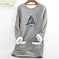thumbnail image 3 of asdoklhq Christmas Fall Tops for Women 2025 Women's Thick Fleece Sweatshirt Long Sleeve Print Velvet Warm Round Neck Underwear Gray L, 3 of 3