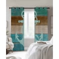 thumbnail image 3 of Nautical Anchor Blackout Curtains for Bedroom Living Room, Vintage Blue Brown Wood Grain Ocean 54 In Long Thermal Insulated Room Darkening Drapes Grommet Window Treatments, 42 x 54 In, 3 of 9