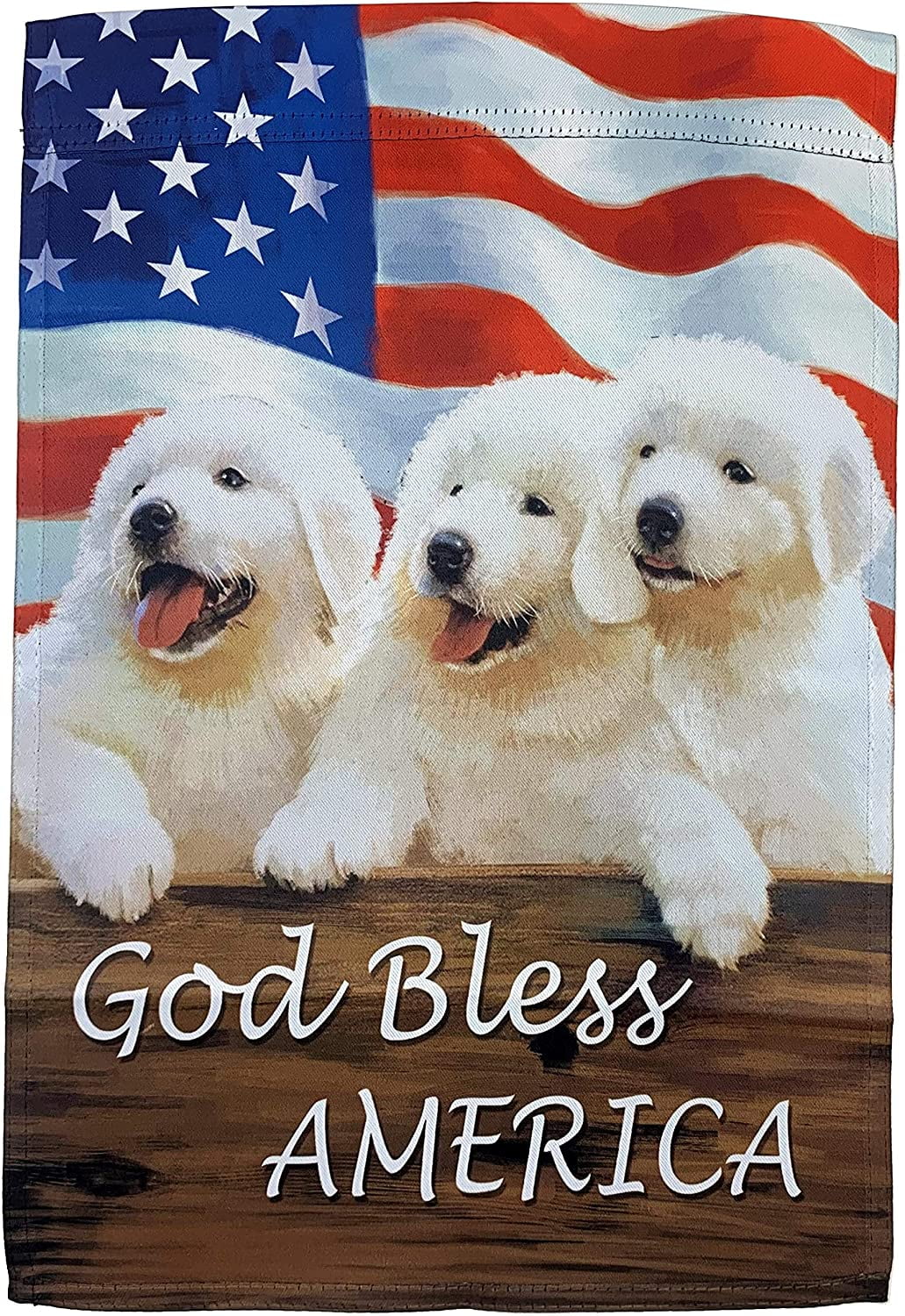 White Details about   God Bless America Puppies Garden Flag 12" x 18" Red Blue 