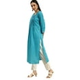 thumbnail image 3 of eloria Women's Fashion Round Neck Neck Design Indian Stylish Solid Kurti Dress, 3 of 5