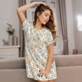 thumbnail image 3 of Pofeuu Floral1 Print Women's Loose Fit Short Sleeve Nightgown, Comfortable Sleep Dress for Women, Casual Lounge Sleepwear, Soft Cotton Sleep Dress, 3 of 6