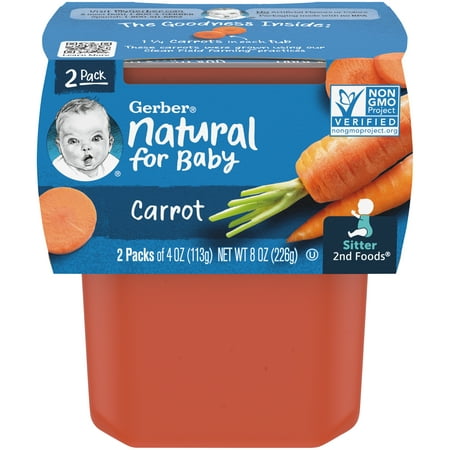 Gerber 2nd Foods Natural for Baby Baby Food, Carrots, 4 oz Tubs (16 Pack)