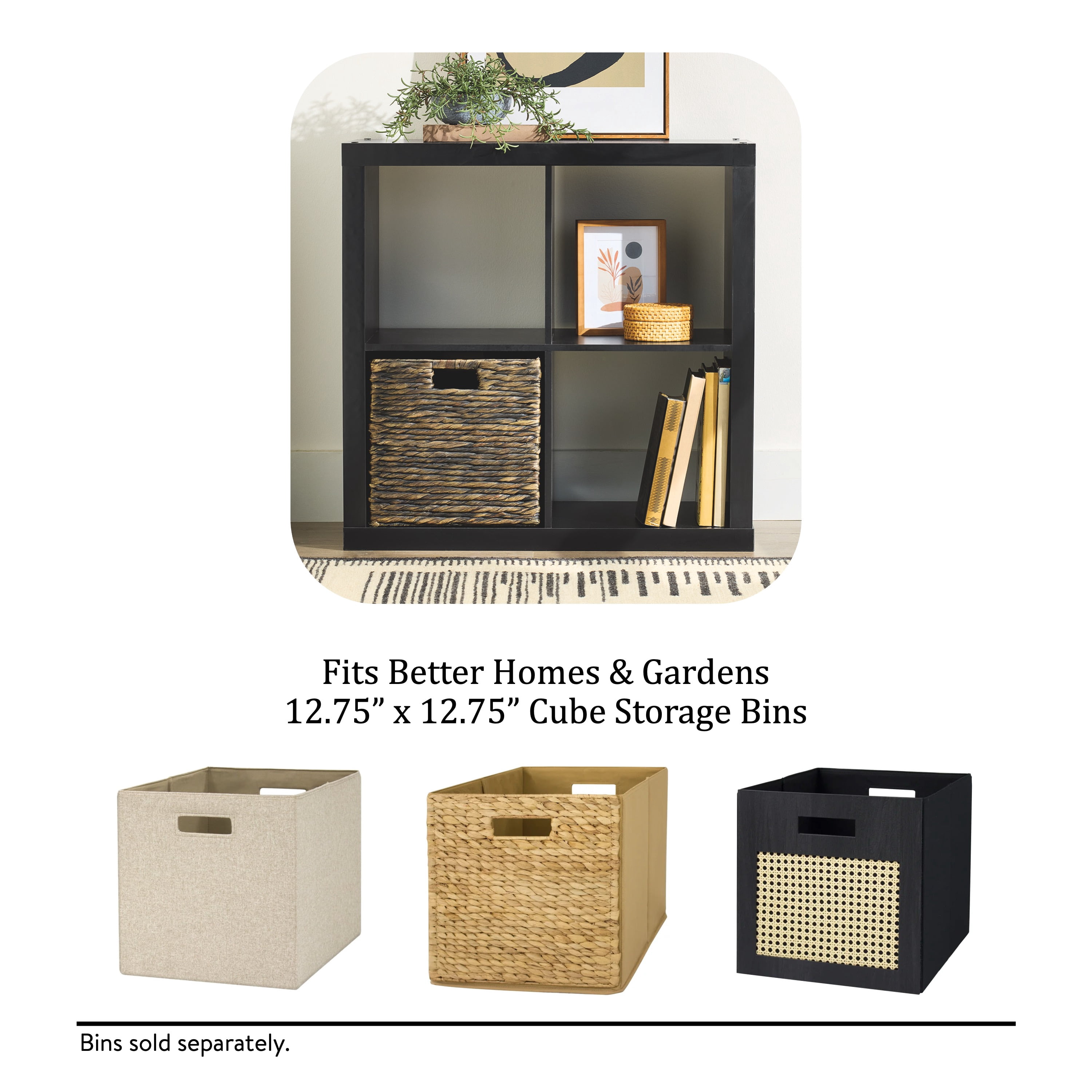 Better Homes & Gardens 4 Cube Storage Organizer, Solid Black