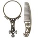 thumbnail image 1 of FELTECHELECTR Exquisito espejo de maquillaje hueco, juego de peine, espejo de metal portátil vintage, regalo para peluqueros, para mujeres y damas (patrón mixto), 1 of 7