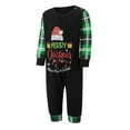 thumbnail image 3 of Hirigin Family Matching Christmas Pajama Set, Letter Print Long Sleeve Tops Plaid Elastic Waist Pants, 3 of 8