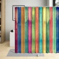 thumbnail image 6 of Vintage Old Wooden Plate Shower Curtain Brown Geometric Stripes Bathroom ration Bathtub Screen Curtains Set Polyester Fabric, 6 of 7