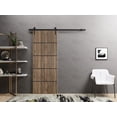 thumbnail image 2 of Sturdy Barn Door 18 x 80 inches | Planum 0015 Walnut with Frosted Glass | 6.6FT Rail Hangers Heavy Hardware Set | Solid Panel Interior Doors, 2 of 5