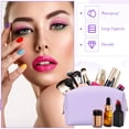 thumbnail image 4 of Set de bolsas de maquillaje Sanwuta de piel sintética impermeables, 9 unidades, color morado, 4 of 7