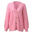 thumbnail image 2 of KaLI_store Cute Sweaters for Women Women's Long Sleeve Open Front Knit Cardigans Sweaters Soft Loose Draped Coat Outerwear Pink,S, 2 of 5