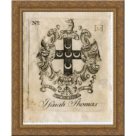 Isaiah Thomas Bookplate 20x24 Gold Ornate Wood Framed Canvas Art by Revere, Paul