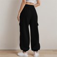 thumbnail image 3 of Cargo Sweatpants for Women 2025 Fall Winter Elastic Waist Straight Leg Cargo Joggers with Pockets Casual Trousers, 3 of 5