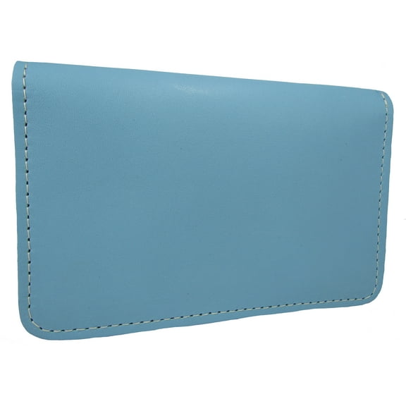 Leather Top Stub Checkbook Cover, Baby Blue