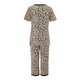thumbnail image 5 of Gibobby Pijama algodón mujer Traje de dos piezas para mujer, conjunto de pijama a rayas, camisetas de manga corta y pantalones, ropa de dormir para correr(Caqui,XL), 5 of 5