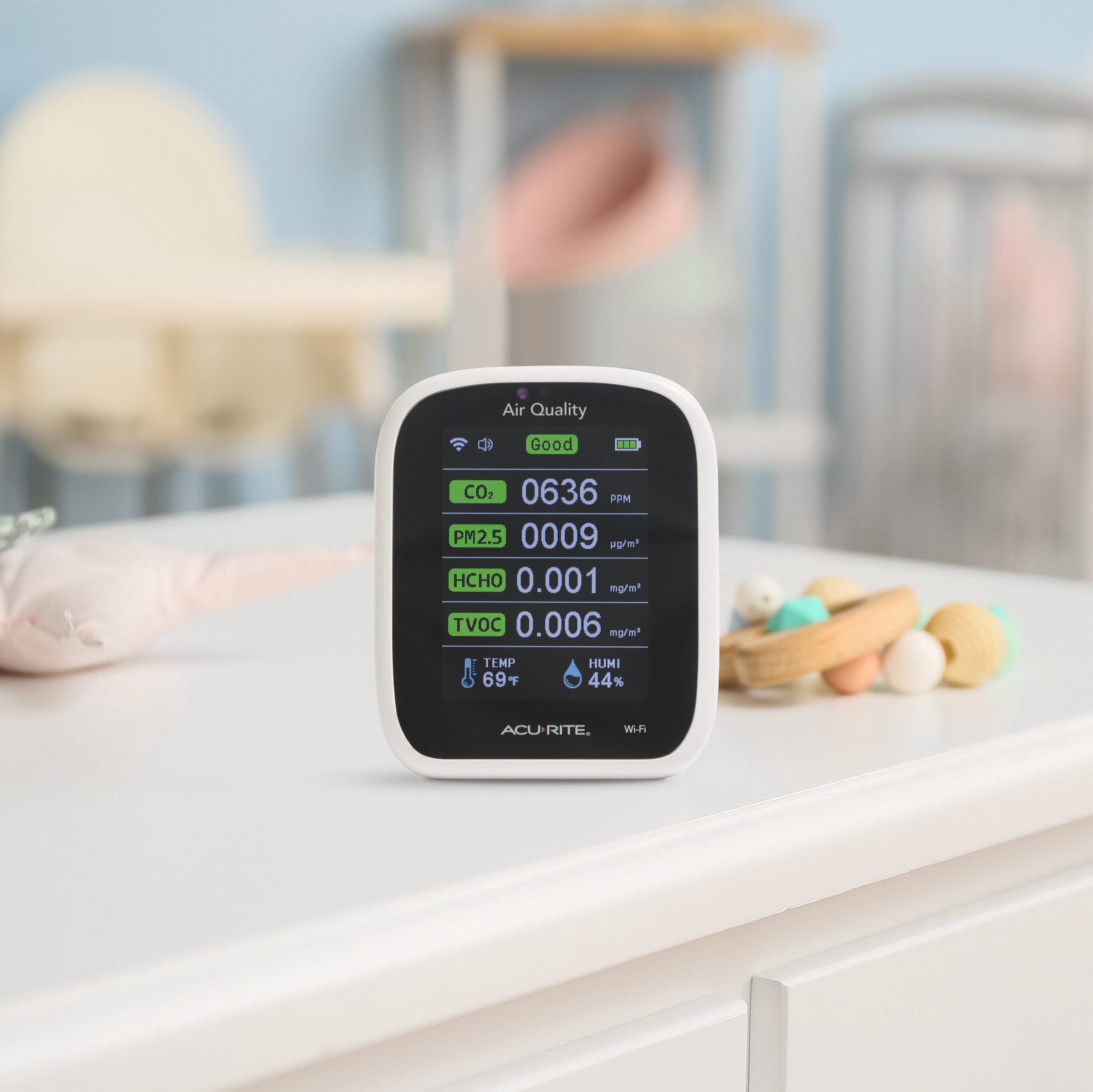 AcuRite WiFi Indoor Air Quality Monitor (8-in-1) for Particulate Matter (PM1.0, PM2.5, PM10), CO2, HCHO and TVOC and Remote IAQ Monitoring (17012M)