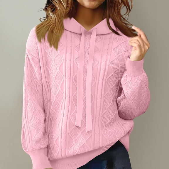 Women's Knit Hoodie Sweater, Lazy Loose Fit with Slim Contour, Comfortable Pullover for Casual Style, Hooded Design for Extra Warmth and Protection