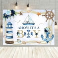thumbnail image 6 of Ahoy It's A Boy Backdrop for Boys Nautical Ocean Lighthouse Ship Anchor Baby Shower Background Seagull Coral Seashell Starfish Conch Baby Shower Party Decorations Banner Photo Booth Props, 6 of 6