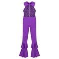 thumbnail image 4 of Moggemol Women's Sparkly Sequin Disco Jumpsuit Sleeveless Zipper Hippie Jumpsuit 70s Disco Outfits Purple M, 4 of 5