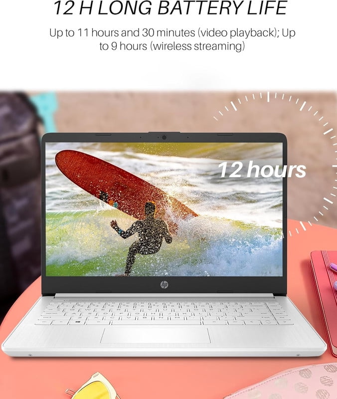 HP 14" HD Laptop for Students & Business, Intel Quad-Core, 8GB RAM, 64GB eMMC, UHD Graphics, Long Battery Life, Webcam, Windows 11 Home (S Mode)
