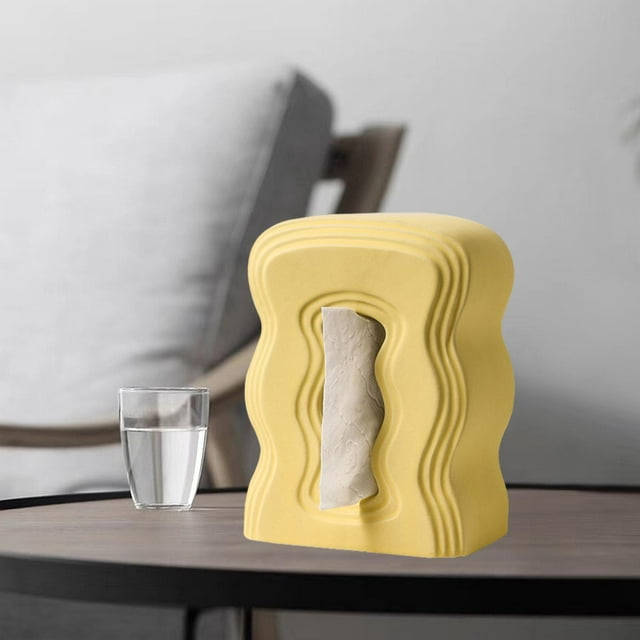 Caja de pañuelos de cerámica BLESIY soporte para pañuelos faciales amarillo