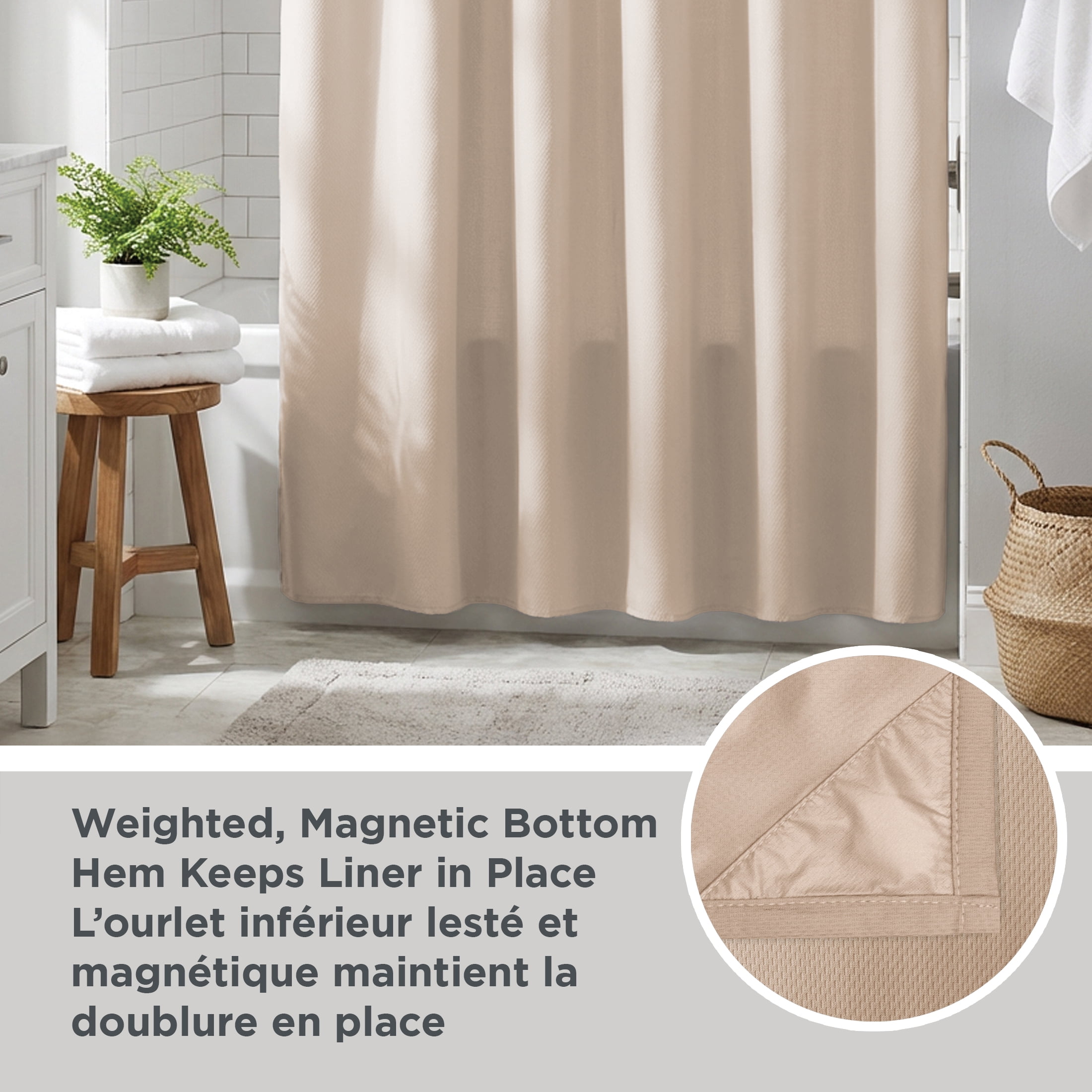 Better Homes & Gardens Waterproof Fabric Shower Liner