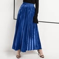 thumbnail image 3 of Gibobby faldas de lentejuelas para mujer falda larga europea y americana de tamaño cintura alta swing falda de playa dorada femenina(Azul, S), 3 of 4