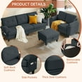 thumbnail image 6 of Pingliang Home Sectional Sofa with Storage Ottoman and Loveseat, 3 Seat L Shaped Couch with Side Pockets and 2 Seat Small Sofa,Living Room Furniture Set for Home Apartment Office Studio, 6 of 8