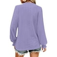 thumbnail image 3 of hxobax Long Sleeve Eyelet Tops T Shirts for Womens Casual Solid V Neck Ruffle Pullover Tunic Blouse, 3 of 5