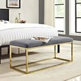 thumbnail image 3 of Modway Anticipate Velvet Fabric Upholstered Contemporary Modern Bench and Ottoman With Gold Black Stainless Steel Frame in Gold Gray, 3 of 5
