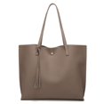 thumbnail image 1 of Dreubea Bolso de hombro de piel sintética suave para mujer, bolso de mano con borlas de gran capacidad, 1 of 5