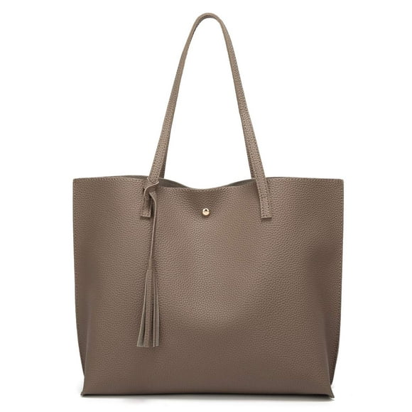 Dreubea Bolso de hombro de piel sintética suave para mujer, bolso de mano con borlas de gran capacidad