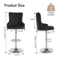 thumbnail image 3 of Velvet Bar Stools Set of 2 Modern Counter Height Bar Stools with Lion Pull Ring Tufted Back, Nailhead Upholstered Barstools for Home Kitchen Island, Swivel Adjustable Stool Chair in Black, 3 of 9