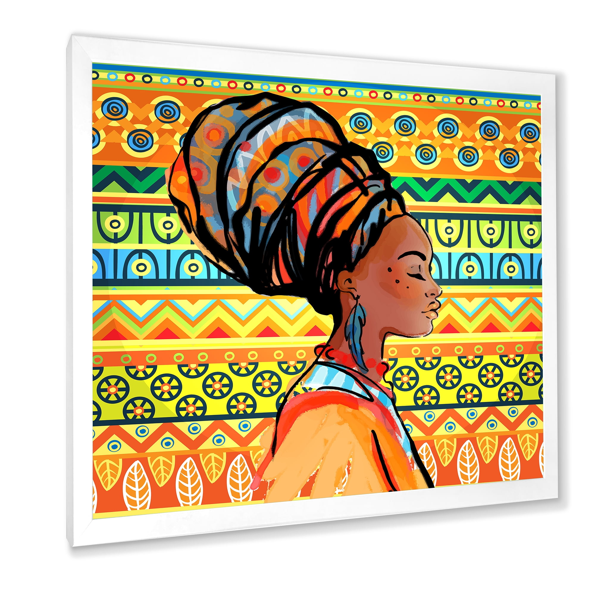 Designart 'African American Woman Portrait with Turban III' Modern Framed Art Print