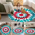 thumbnail image 3 of Round Rug 5ft Area Rug, Abstract Minimalist Boho Terracotta Area Rugs for Living Room Bedroom, Aesthetic Vintage Floor Mat Non-Slip Non-Shedding Carpet Indoor Accent Rugs, 3 of 9