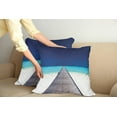 thumbnail image 2 of Ambesonne Hawaii Throw Pillow Cover 2 Pack, Wooden Path into Ocean, 24", Navy Turquoise Cream, 2 of 7