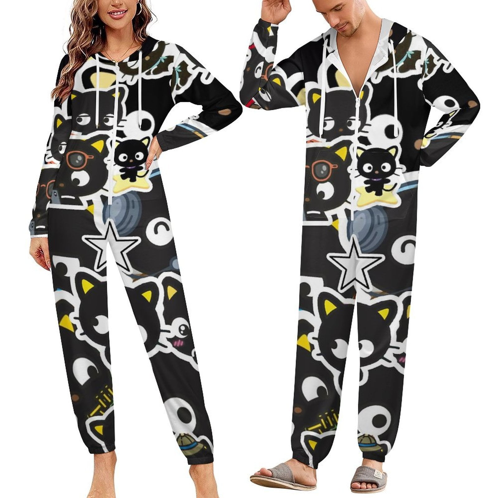 Chococat Unisex Onesie Pajamas Zipper Jumpsuit Hooded One Piece