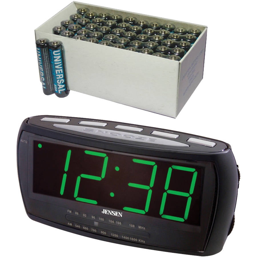 Jensen JCR208 AM/FM Alarm Clock Radio, Includes 50 AAA Batteries