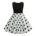 thumbnail image 2 of vdgthytj Toddler Girls Vintage Dress 1950s Round Neck Sleeveless Polka Dots Flare A-Line Party Midi Dress, 2 of 5