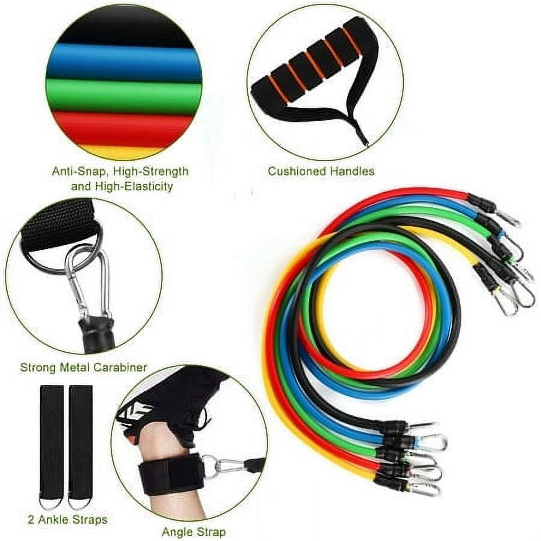 Resistance Bands Exercise Bands Workout Bands, 11Pcs Resistance Bands- Up to 100lb Indoor and Outdoor Bands with Door Anchor and Handles for Strength, Slim, Yoga, Home Gym Equipment