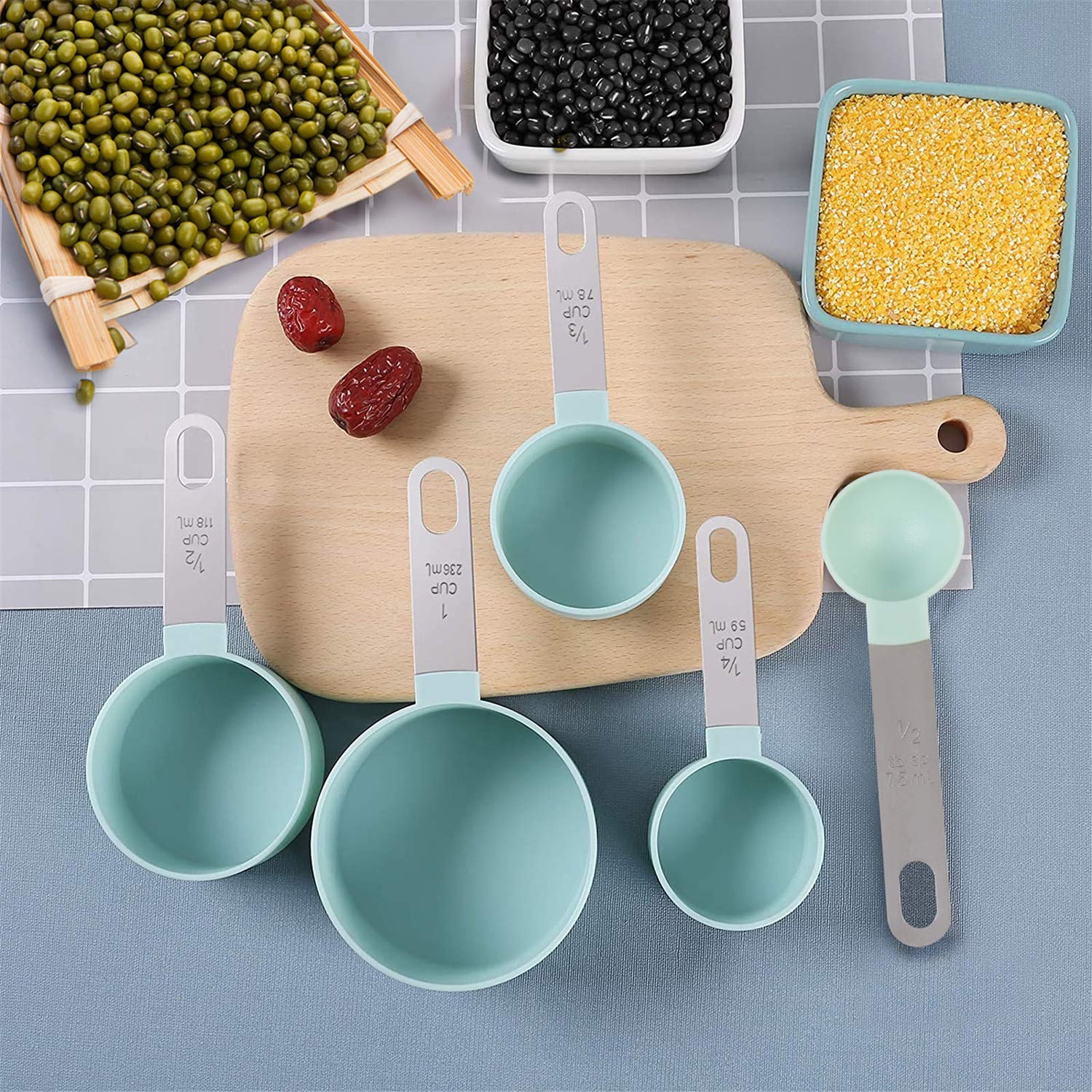 SYNGAR Black Measuring Cups and Spoons Set, Stackable Kitchen