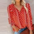 thumbnail image 2 of 2025 Clearance Items under $5 asdoklhq Womens Maxi Dress Under $10,Women's Casual Floral Printing V-Neck Long Sleeve Shirts Tops Loose Blouses, 2 of 9