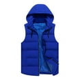 thumbnail image 2 of BiZtdJrK Mens Solid Sleeveless Jacket Full Zip Drawstring Hooded Puffer Vest Big and Tall Cotton Quilted Vests with Pockets Blue XXL, 2 of 4
