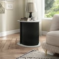 thumbnail image 2 of Furniture of America Talo Fluted Pedestal Triangle Storage End Table, Marble White and Black, 2 of 21