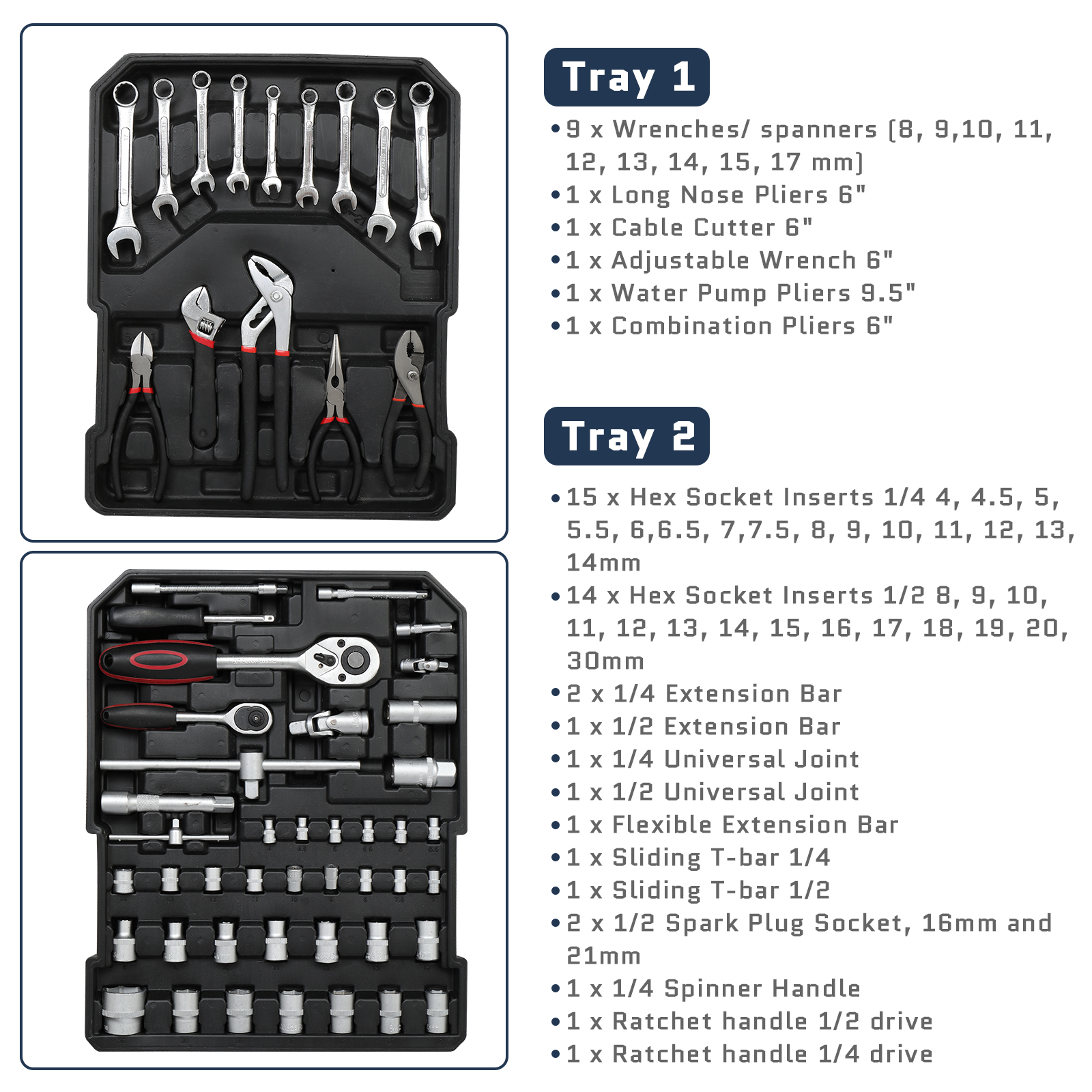 UBesGoo 799 Pcs Tool Set, Household Repair Hand Tool Kit, Mechanics Tool Kit, with Trolley Case - image 2 of 11